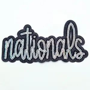 Nationals Sequin Glitter Hat Patch – 5" Wide