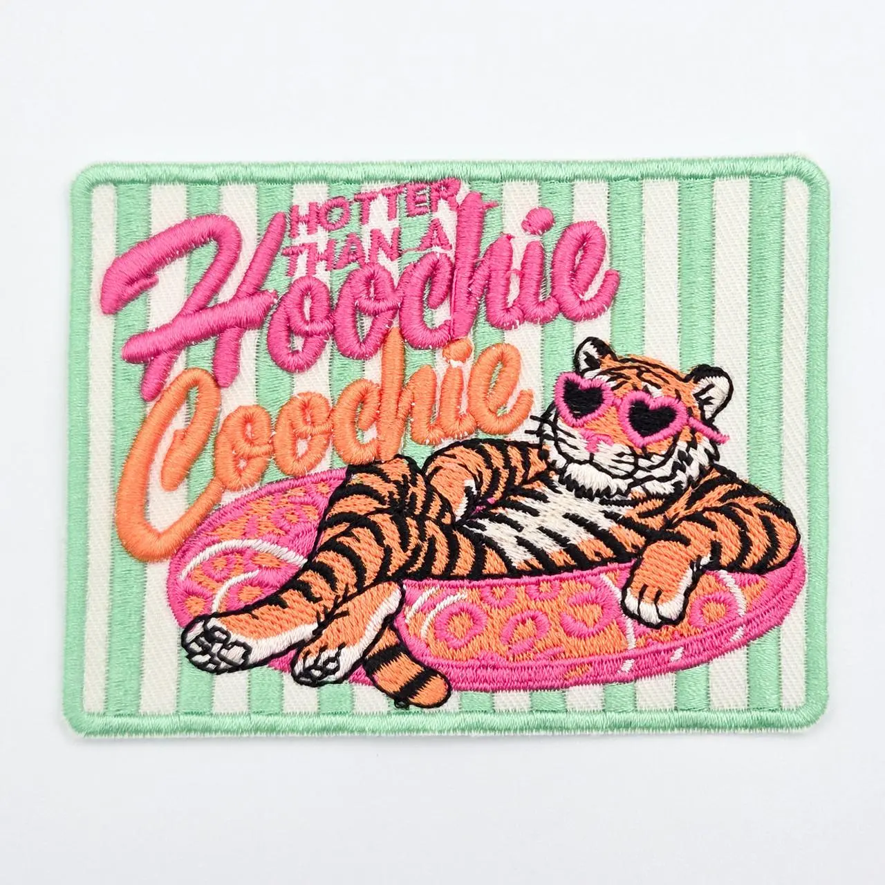 Hotter Than a Hoochie Coochie Puff Embroidered Hat Patch – 4" x 3"