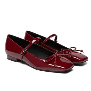 Athlefit Women's Mary Jane Flats Dressy Comfortable Square Toe Ballet Flats Shoes with Buckle Strap Footwear Girl