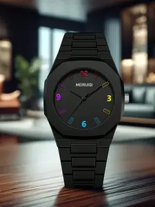 Men's Business Fashion Round Dial Quartz Watch,Modern Simple Style Wristwatch, Trendy MatchingWatch As Gift for Men with Box