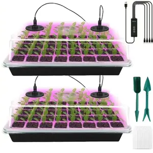 80-Cell Seedling Tray Kit, 2 Counts Seed Starting Trays with Grow Light, Controller & Humidity Dome, Indoor Plant Germination Set