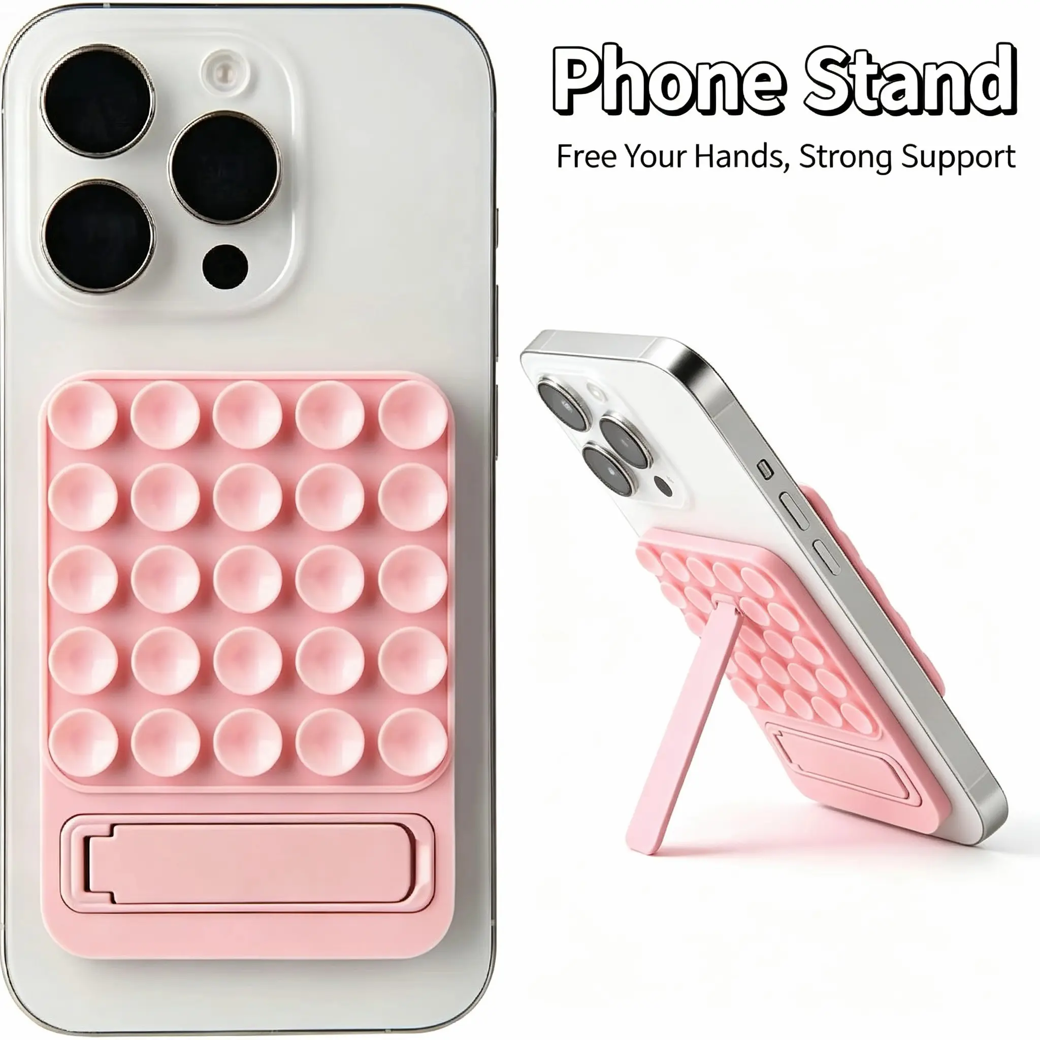 Upgraded Silicone Suction Cup Secure Phone Holder, Strong Adhesive Back, Sturdy, Stable & Portable Self-adhesive Bracket
