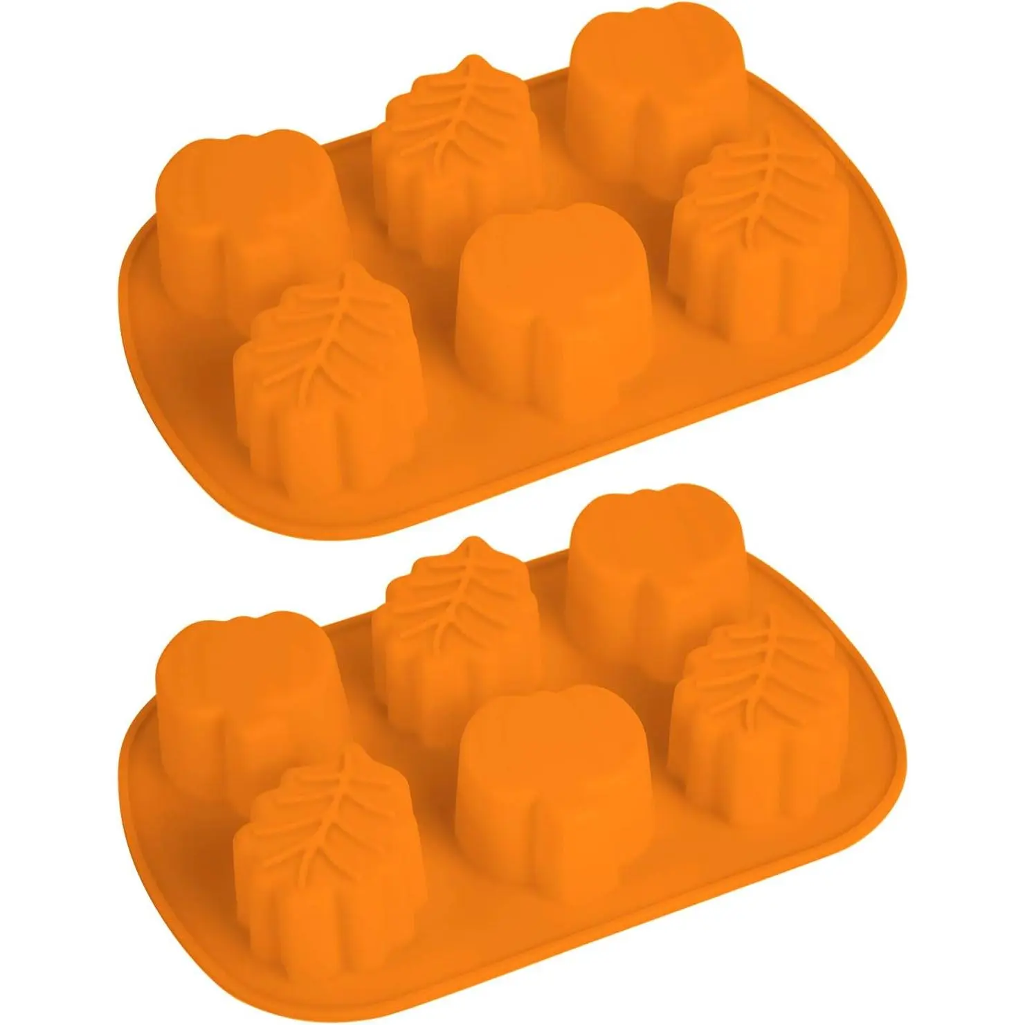 2 count Pumpkin Leaf  Molds 3D Thanksgiving Fall Theme  Molds for Making Soap Candle Candy Muffins Chocolates Cake Decoration (Orange)