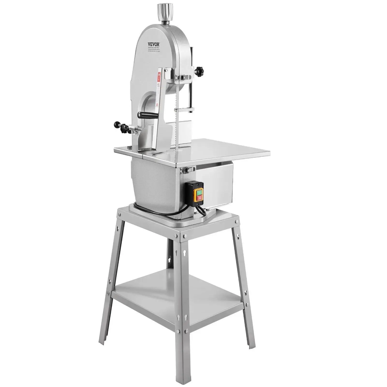【Summerfinds】VEVOR Electric Meat Saw,  1800W Stainless Vertical Cutter, 19.1"x15" Workbench, 7.09" Cutting Thickness, Includes 5 Blades for Slicing Frozen Meat, Pork, Beef, and Ribs