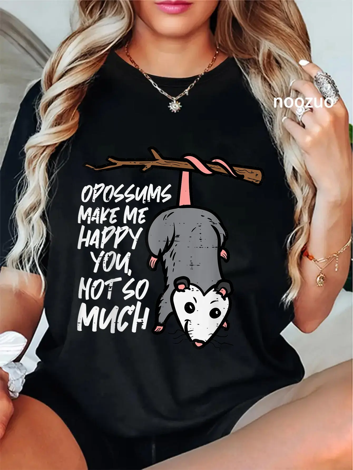 100% Cotton Opossums Make Me Happy You Not Funny Possum Women Men T-Shirt