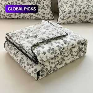 1PC Piece Fresh Summer Blanket, Floral Print Air Conditioning Blanket, Thin Bedding, Lightweight Breathable Blanket, New Summer Blanket Style #GLOBAL PICKS