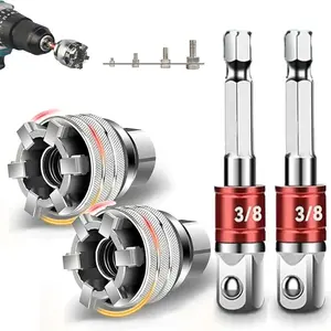 Universal Socket Wrench Set, Adjustable 10–19mm Multi-Function Socket Tool with Drill Adapter for Ratchet Wrench, Repairing Damaged Bolts and Nuts (2 Pack)