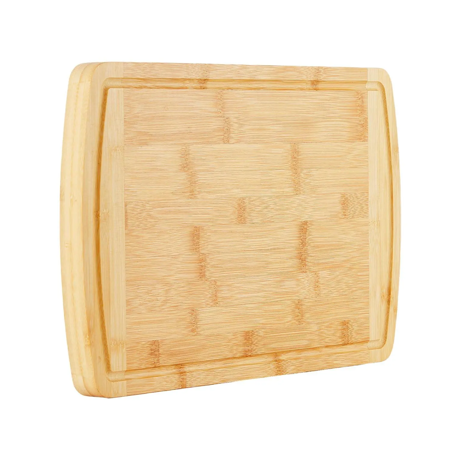 Large Bamboo Chopping Board with Juice Groove, Wooden Board for Kitchen as Serving Platter for Meat, Cheese, Vegetables, Bread Board and Breakfast Boards, Antibacterial
