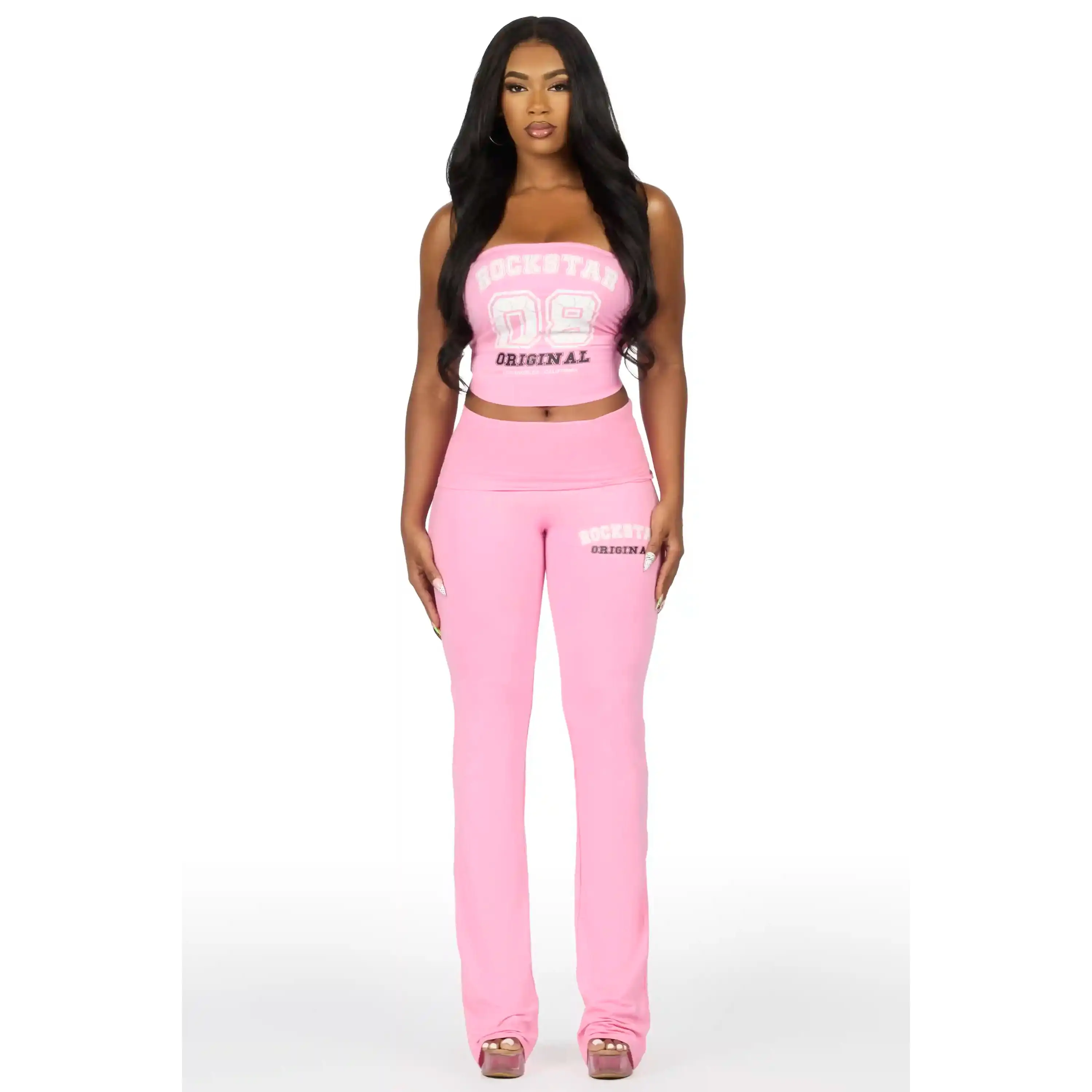 Lareshe Pink Tube Foldover Pant Set