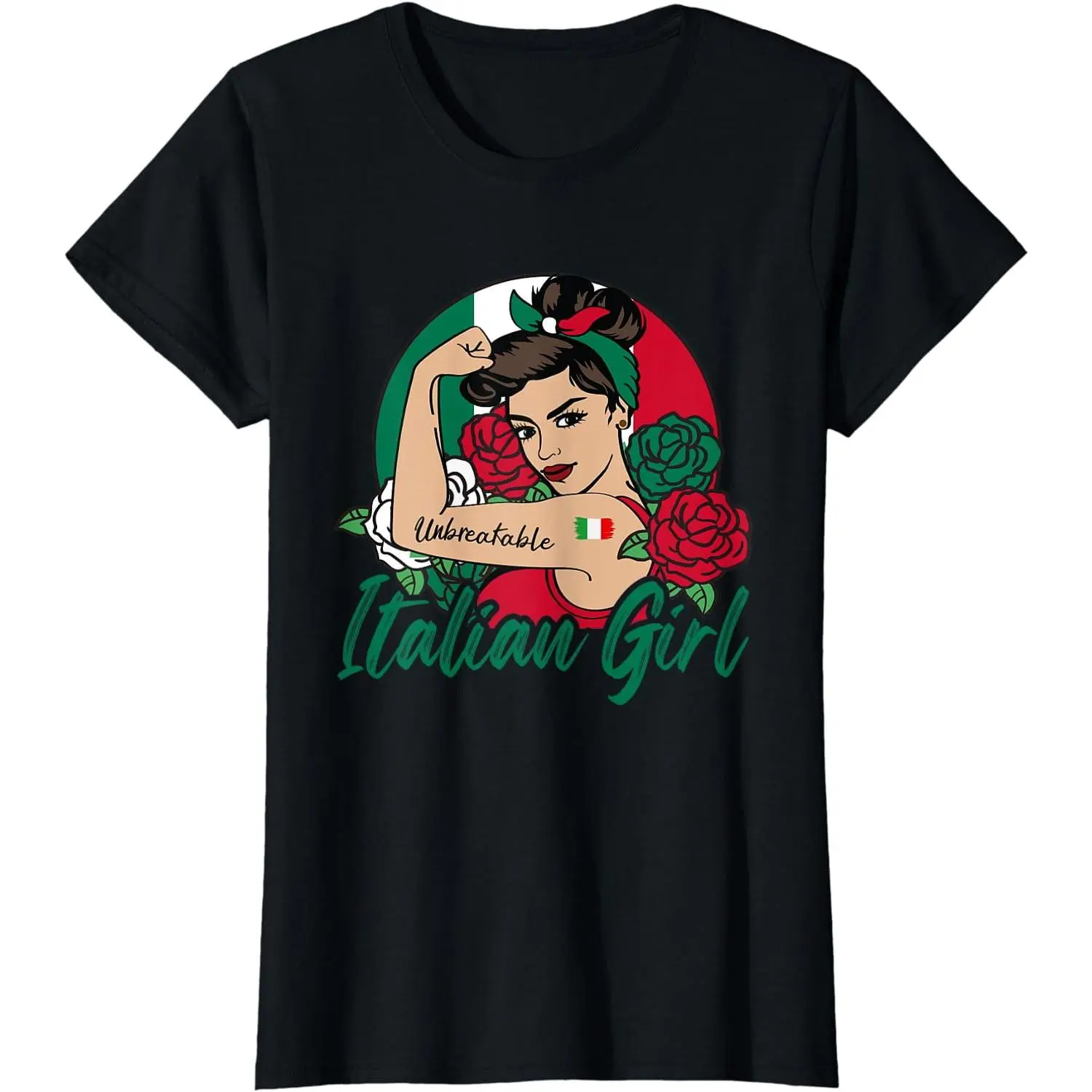 100% Cotton Italia Girl Italy Woman Italian flag T-Shirt
