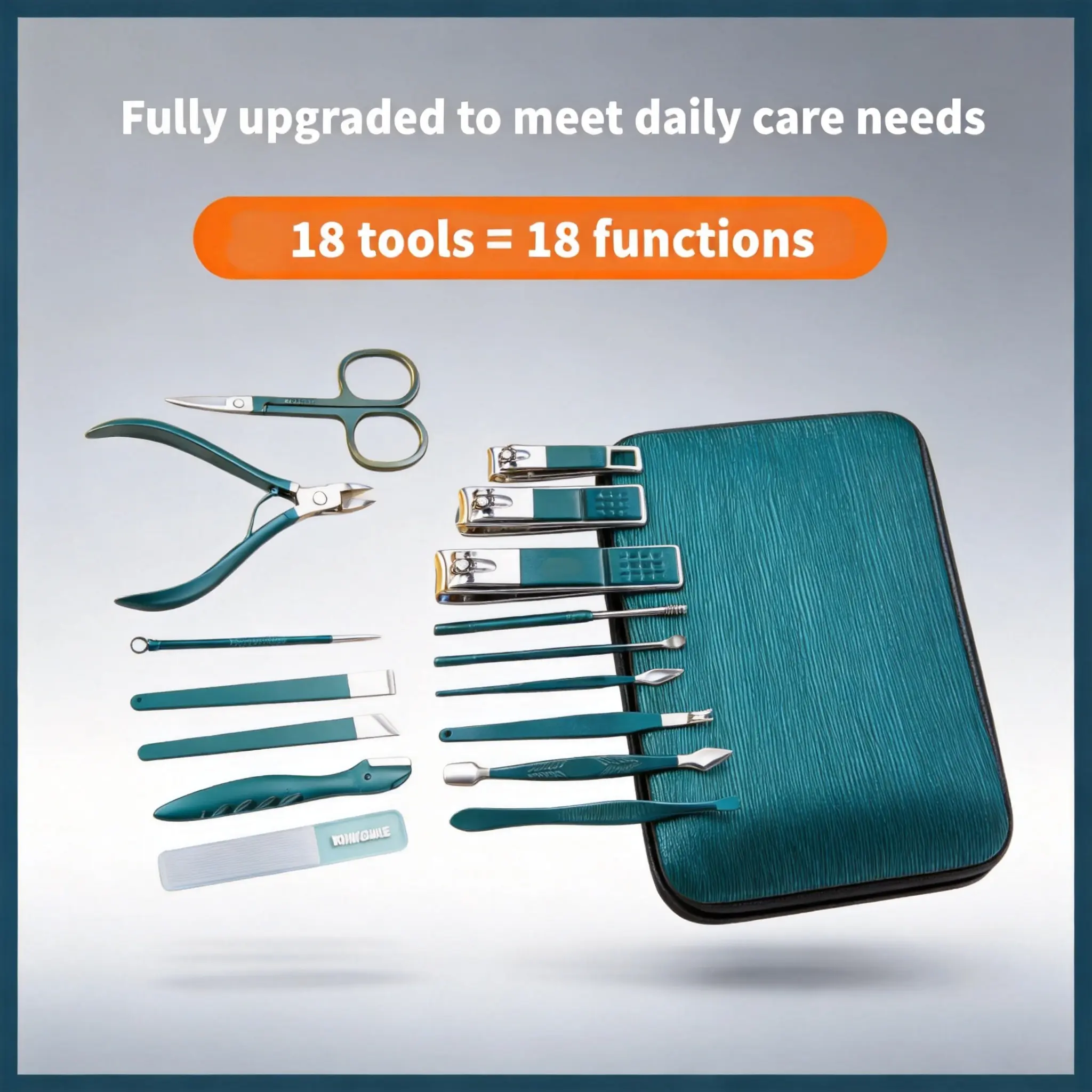 18PCS Carbon Steel Travel-Size Nail Care Product Manicure Kit with Leather Case - Nail Cutter Included, Easy Access, Precision Trim, for Youth, Commute, Work, Festive & Party Gift, Home Supplies