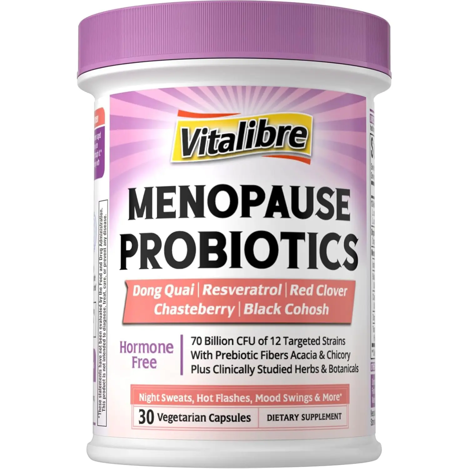 Menopause Probiotics for Women 70B CFU with Prebiotics Supports Menopause Relief Gut Health and Digestive Health 30 Capsules
