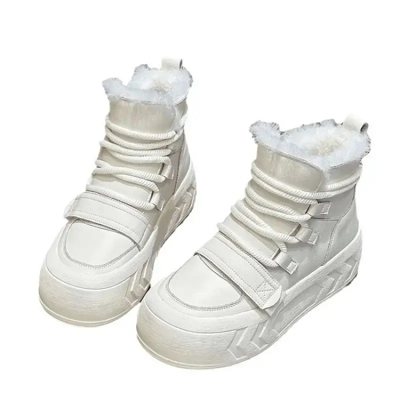 BDHJYDB Women'S 2025 Winter Trendy Puffy Ankle Combat Boots with Thickened Fleece-Lining & Insulation - EVA & PVC Warm Round-Toe Design, Adjustable Buckle Strap, Arch Support & Cushioned Insole - Casual Outdoor Shoes for Daily Wear, Snow & Ice Traction ()