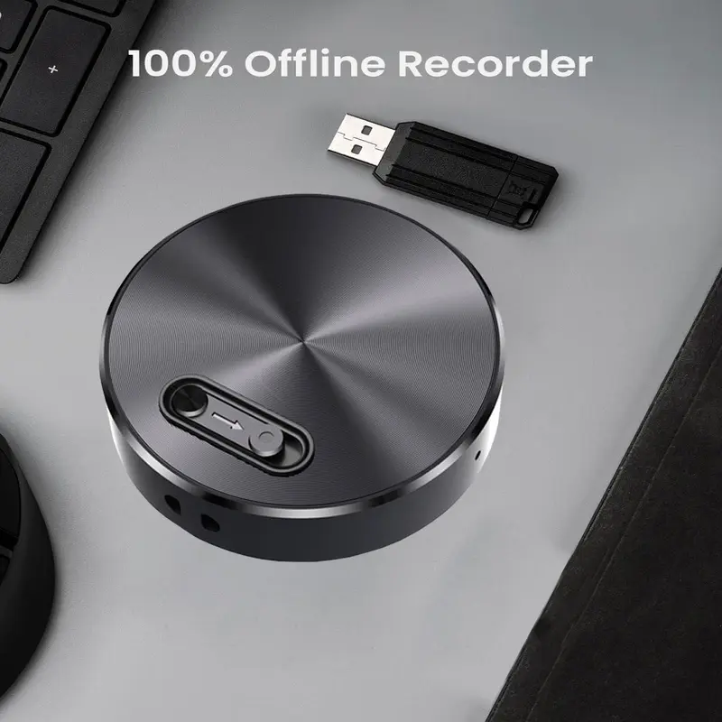 Smart Voice Recorder Audio Equipment - 1-Touch Button Recording & Saving, Ultra-Clear Sound Quality, Intelligent Noise Reduction, Long-Lasting Battery, Portable Offline Self-Recording, 5V1A Charger