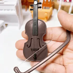 Miniature Violin with Bow, Mini Decorative Musical Instrument for Decoration and Collectors, Music Accessories for Home Decor, Collectible Room Decor