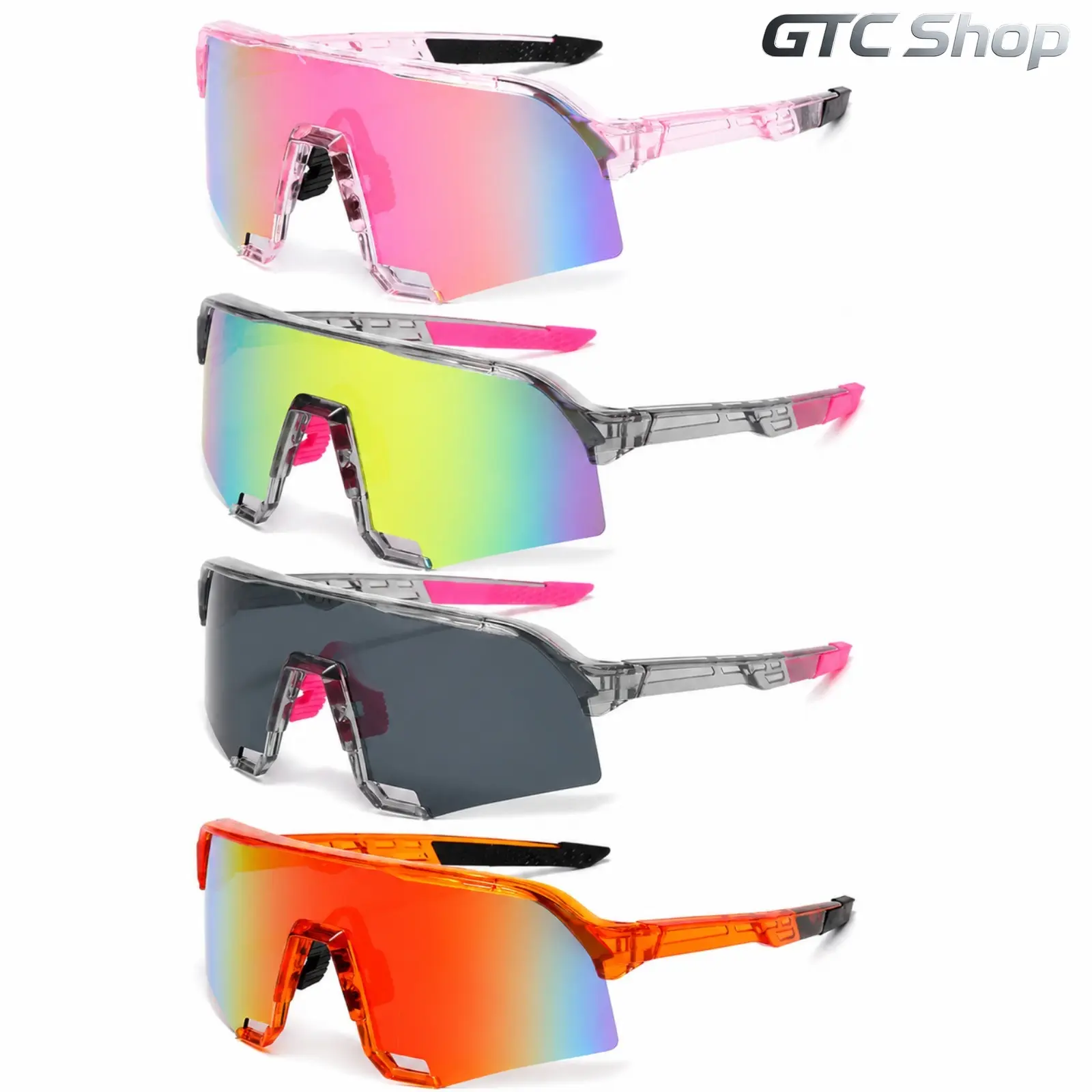 4-Piece Set Polarized One Piece Cycling Sunglasses for Men & Women, UV400 Protection Windproof Sports Eyewear, Ideal for MTB Road Bike Riding Driving and Outdoor Activities #summervibes