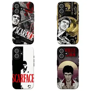 FL-Scarfac3 Gangster Art Collage Phone Case,Retro 80s Gangster Movie Aesthetic Cover For iPhone 11 12 13 14 15 16 17 Air Pro Max for Samsung S26 S25 S24 S23 S22 S21 Case,Gift for her/him