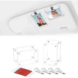 4 count  Visor Photo Holder Clip Picture Frame   Display Horizontal Vertical fit  Wallet Size Photos 3.5 x 2.4 inch
