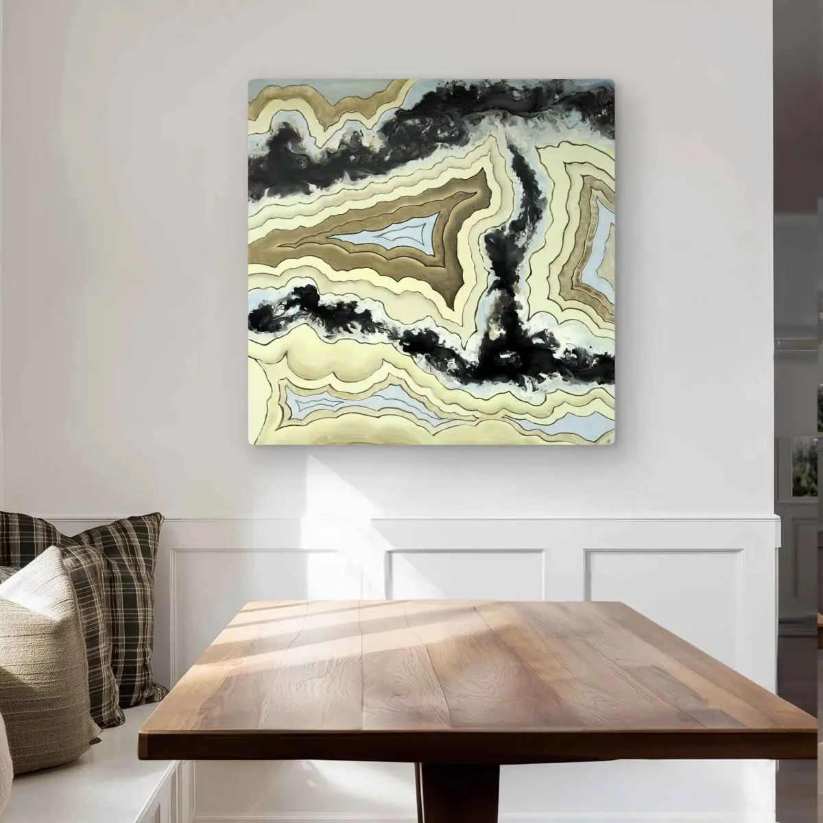 212 MAIN Artistic Abstract Lace Agate Beige Aluminium Metal Print Wall Art - 32x32 in, 10 lbs, Lightweight Durable Hangable Modern Contemporary Home Decor, Decor Inspo for Room/Office (Home Supplies, Posters & Prints)