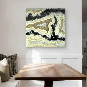 212 MAIN Abstract Lace Agate Beige Aluminium Metal Print Wall Art - 32x32 in., Lightweight Artistic Minimalist Home Decor for Room, Office (Home Supplies, Posters & Prints)