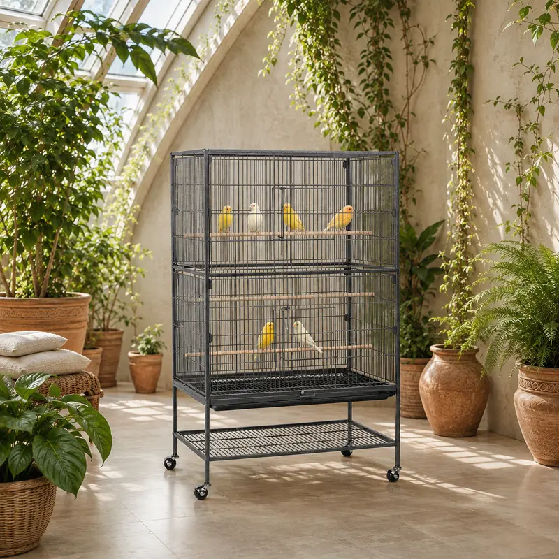 【Heavy Duty】Yaheetech 35“/40"/52″/53.5"/61"/63"/64" H Large Parrot Cage Rolling Metal Bird Cage for Lovebird Cockatoo Conure with 3 Perches & 4 Feeders & Extra Shelf Portable Moving