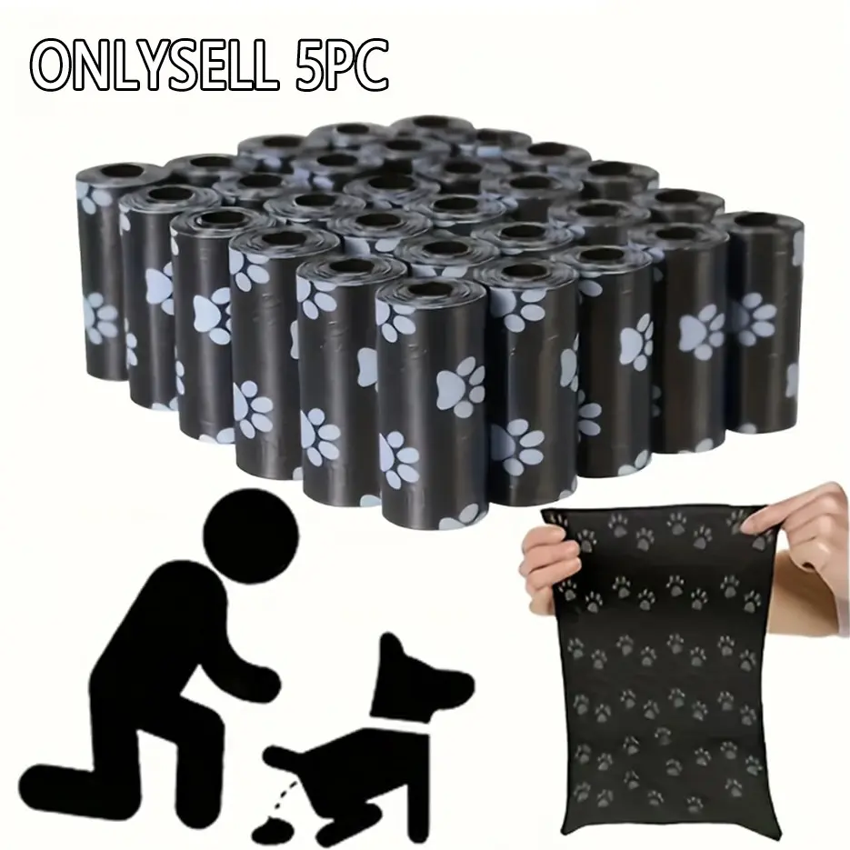 Durable Dog Poop Bags with Paw Print Design, Thick Leak-Proof PE Material, Perfect for Outdoor Walks, High-Quality Clean Pet Waste Disposal Bags