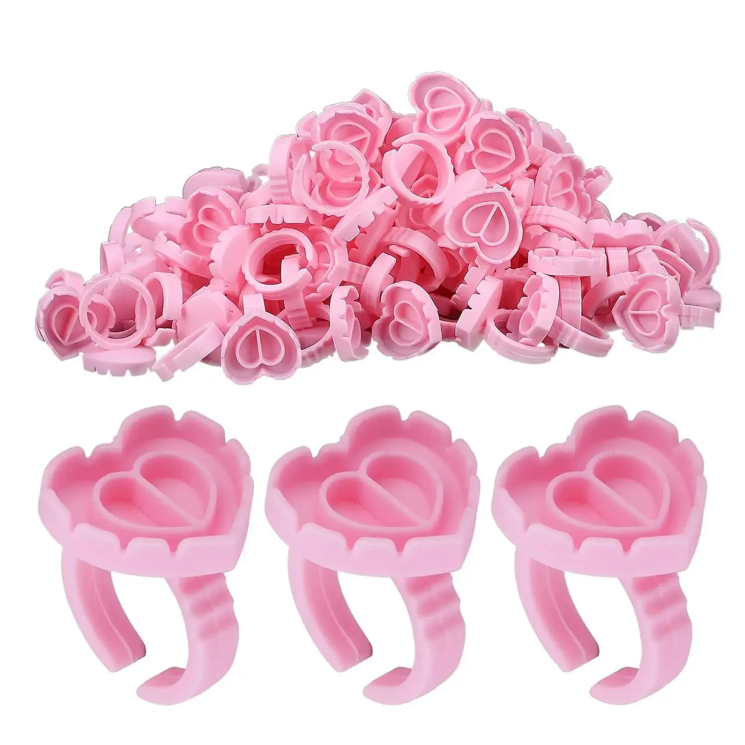 Low Allergy Eyelash Extension Ring Cups, Heart Shape and Round Styles, Durable Lash Glue Holders, Non-Toxic Soft Rings, Cosmetic Makeup Tools, Makeup Accessories, Aesthetic