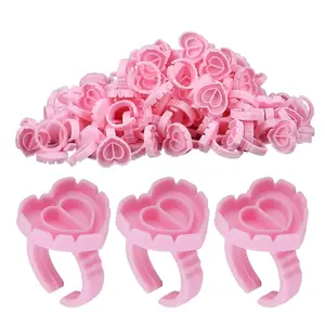 Low Allergy Eyelash Extension Ring Cups, Heart Shape and Round Styles, Durable Lash Glue Holders, Non-Toxic Soft Rings, Cosmetic Makeup Tools