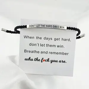 Don't Let The Hard Days Win Inspirational Bracelet – Handmade Adjustable Cord, Motivational Jewelry Gift for Daughter, Sister, Friend, Teen, Women, Men