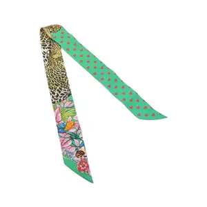 Pre-owned HERMÈS Silk Small Leather Goods Hermes JUNGLE LOVE LOVE Twilly Scarf