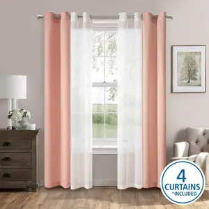 Curtains and Sheers Set, 4 Panels, 27.5" W x 84” L