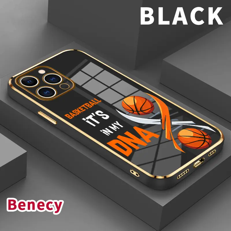 Soft TPU Case for iPhone 17 15 Pro Max 16 14 Air Plus 13 12 11 Basketball DNA Essence Pattern Luxury Electroplating TPU Anti-Fingerprint Mobile Phone Back Cover