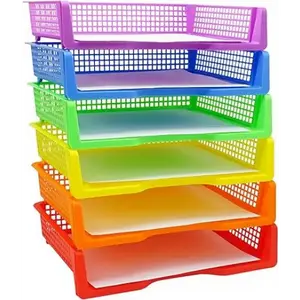 Stackable Paper Trays: 6 pcs per pack, Classroom Organizer, Reusable Bins, Plastic Task Box, Classroom Storage, Pencil Tray, Container for Pencils, Erasers and more