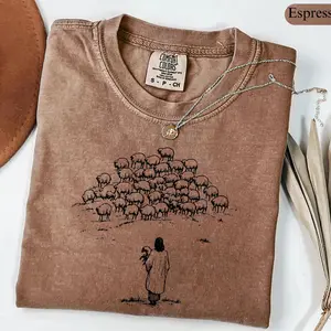 Christian Good Shepherd Shirt, Jesus and Sheep Tee, Bible Verse Shirt, Religious Women Shirt, Church Shirt, Gift for Christian