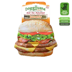 Get the Munchies Cheeseburger Refillable Dog Toy