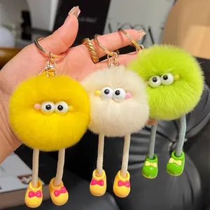 Cute imitation Rex rabbit long legs small briquettes car keychain pendant plush bag pendant gift doll