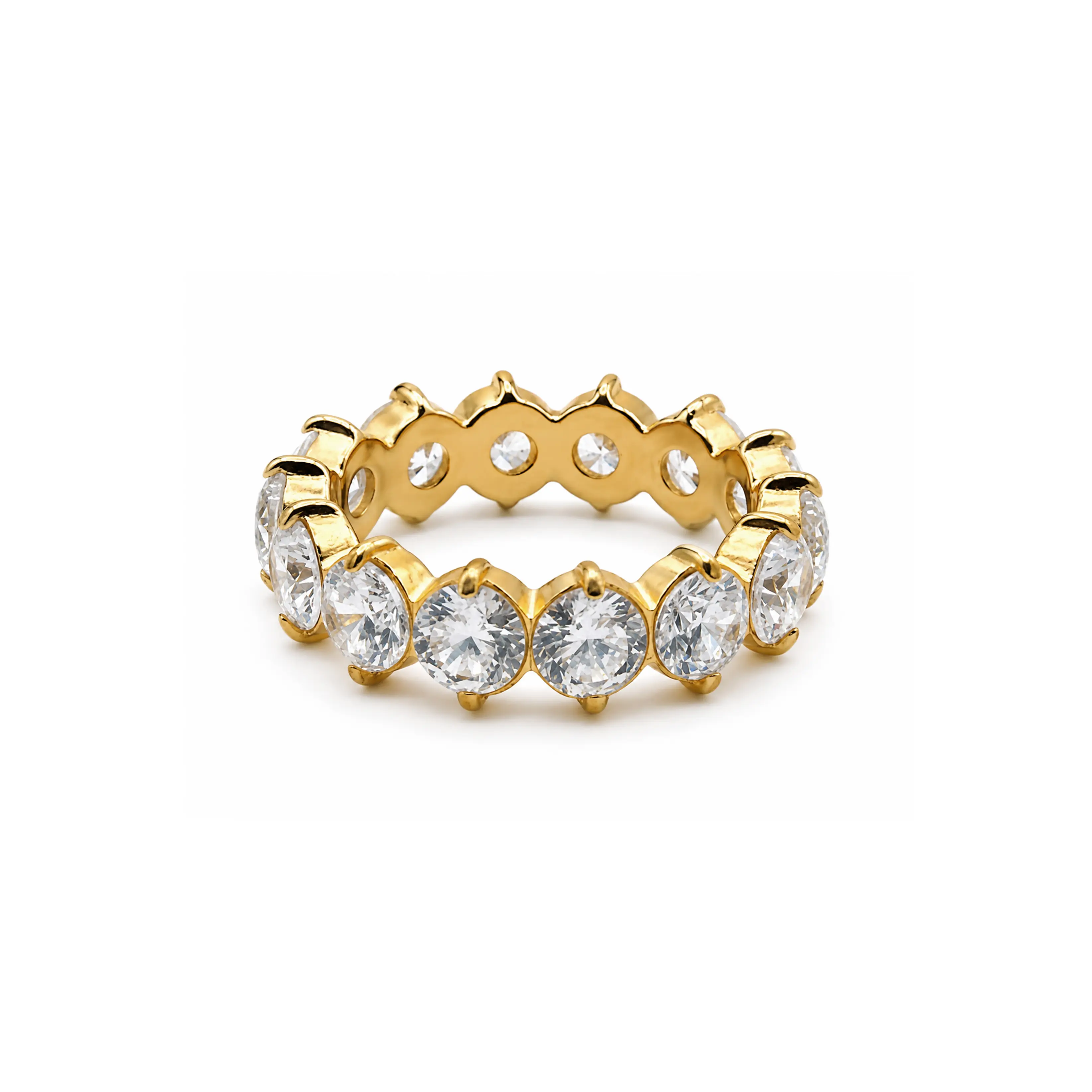 IVIORA Waterproof 18k Gold Plated Elegant Eternity Ring For Woman - Round Cut Cubic Zirconia - Hyporallergenic