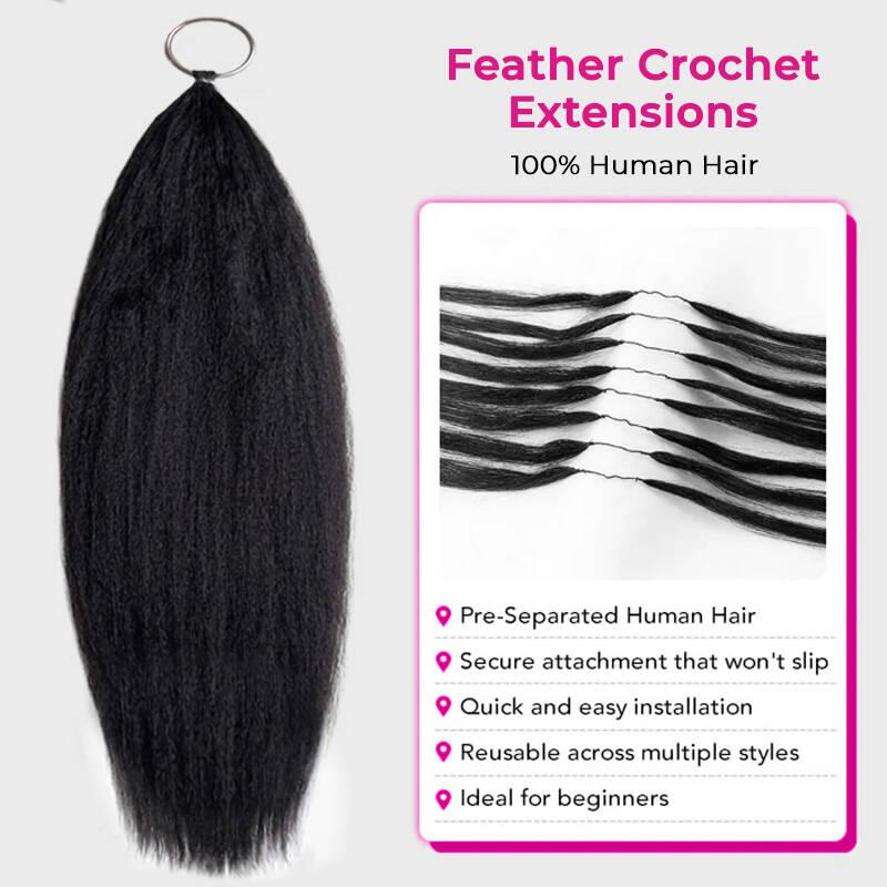 ISEE HAIR Coarse Yaki Straight Human Hair Crochet Extensions, Miracle Knots Pre-Separated Knotless Crochet Braids, Natural Textured Yaki Straight Hair, 50g/Pack, Vacation Hairstyles#SoHoChic #TikTokShopBackToSchool