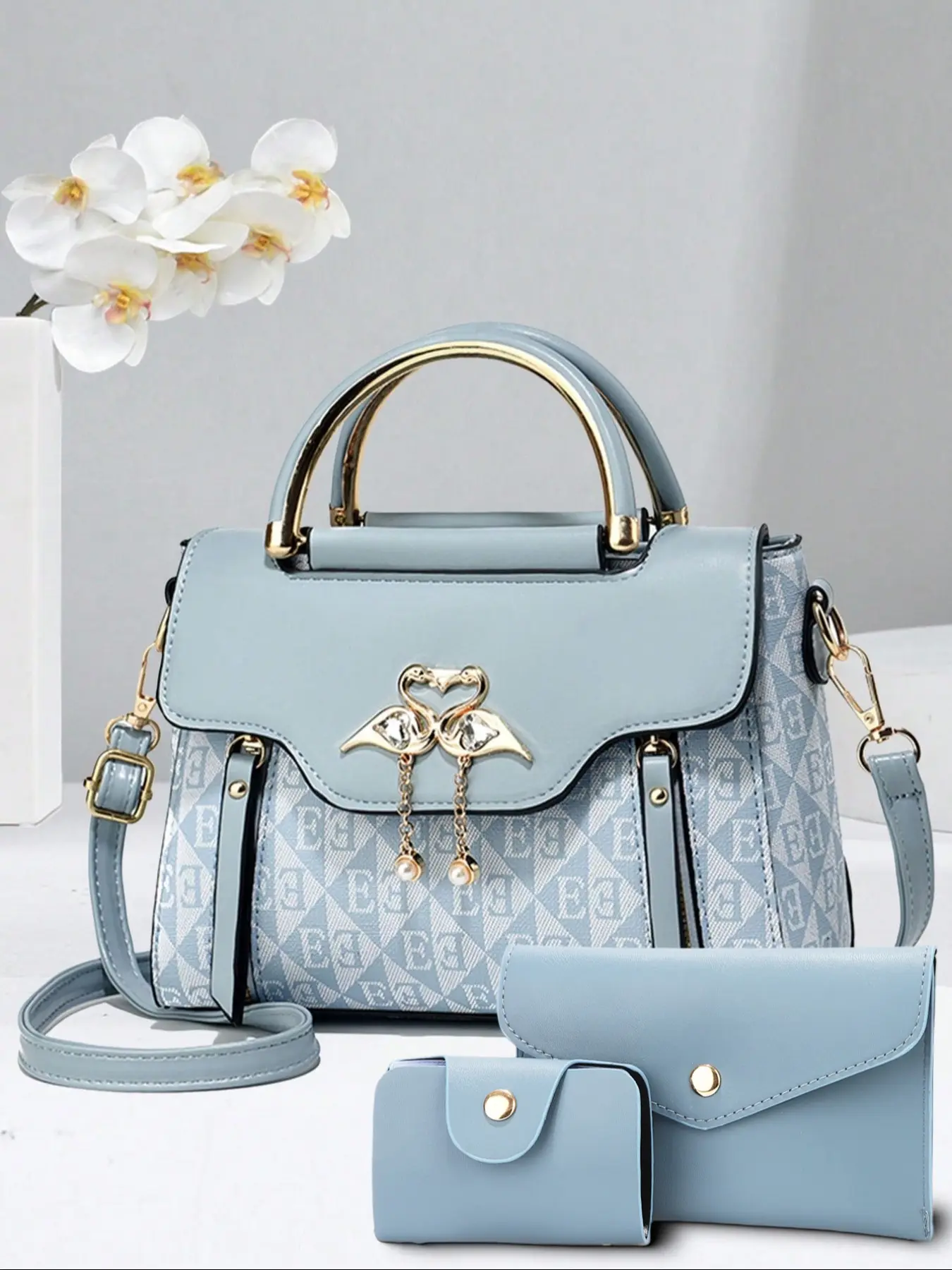 Fashion Women's Letter Colorblock Classic Shoulder Bag Set, Versatile Three-Piece Trendy Handbag, Casual Handbag Satchel, Casual Style for All Seasons
