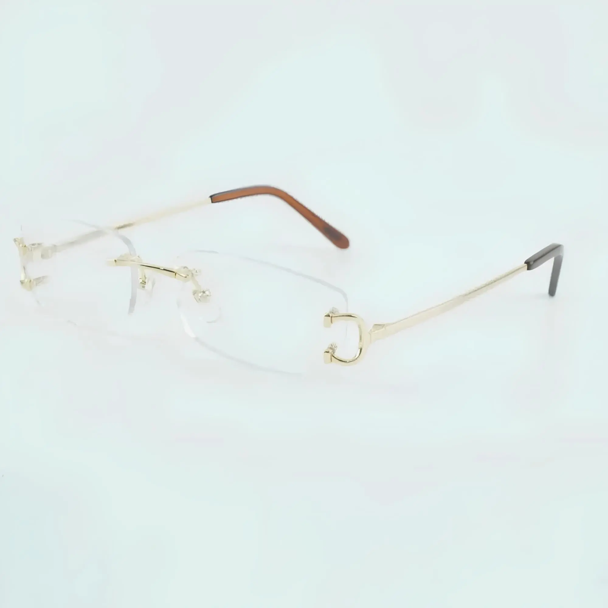 C Wires Clear Lens Lightweight Rimless Sunglasses