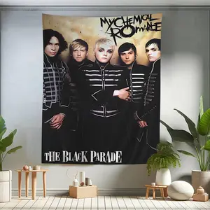 Popular Rock Band My C-chemical Romance Anime Tapestry Hippie Flower Wall Carpets Dorm Decor Wall Hanging Home Decor