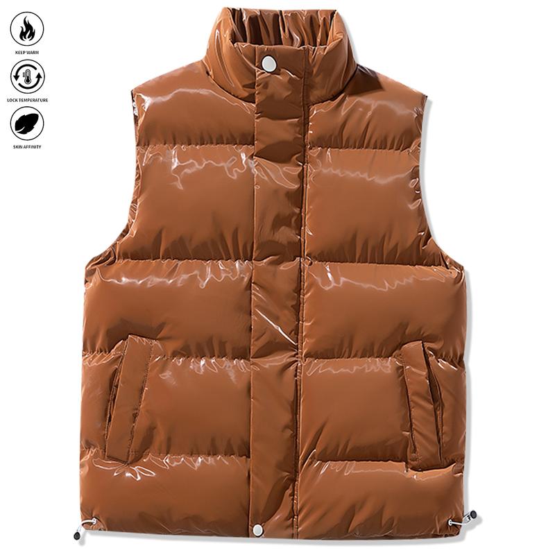 Men's Thick Warm Vest - Sleeveless Zip-Up Stand Collar Design - Black - Gym - Party - Everyday Winter Wear - Ideal Gift for Husband & Son - Cold-Resistant Durable Sports Jacket - Minimalist Style High-Quality Fabric - Casual & Versatile