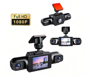 CarTok Viral 3-Channel Dash Cam, Full HD 1080P Front & Inside & Rear Triple Car Camera, Loop Recording, Night Vision, Wide Angle, Built-in G-Sensor, Auto Security Driving Recorder for Uber, Rideshare & Road Safety