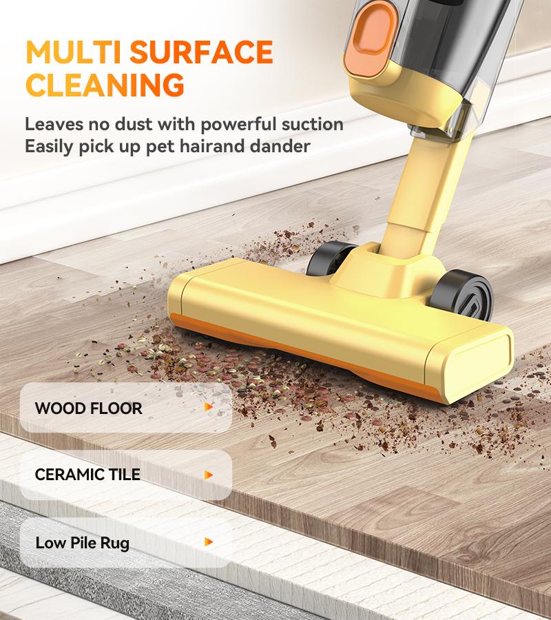 INSE R6X Corded Stick Vacuum, 15KPa Suction with 600W Motor, Ultra-Lightweight Bagless Upright Vacuum with Handheld for Home Hard Floor Carpet Pet Hair Car Cleaning home cleaning tools home appliances Yellow