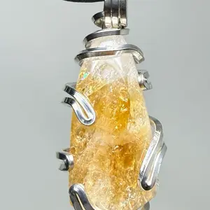 Citrine Sterling Silver PENDANT Unique Artisan Crafted Design 925