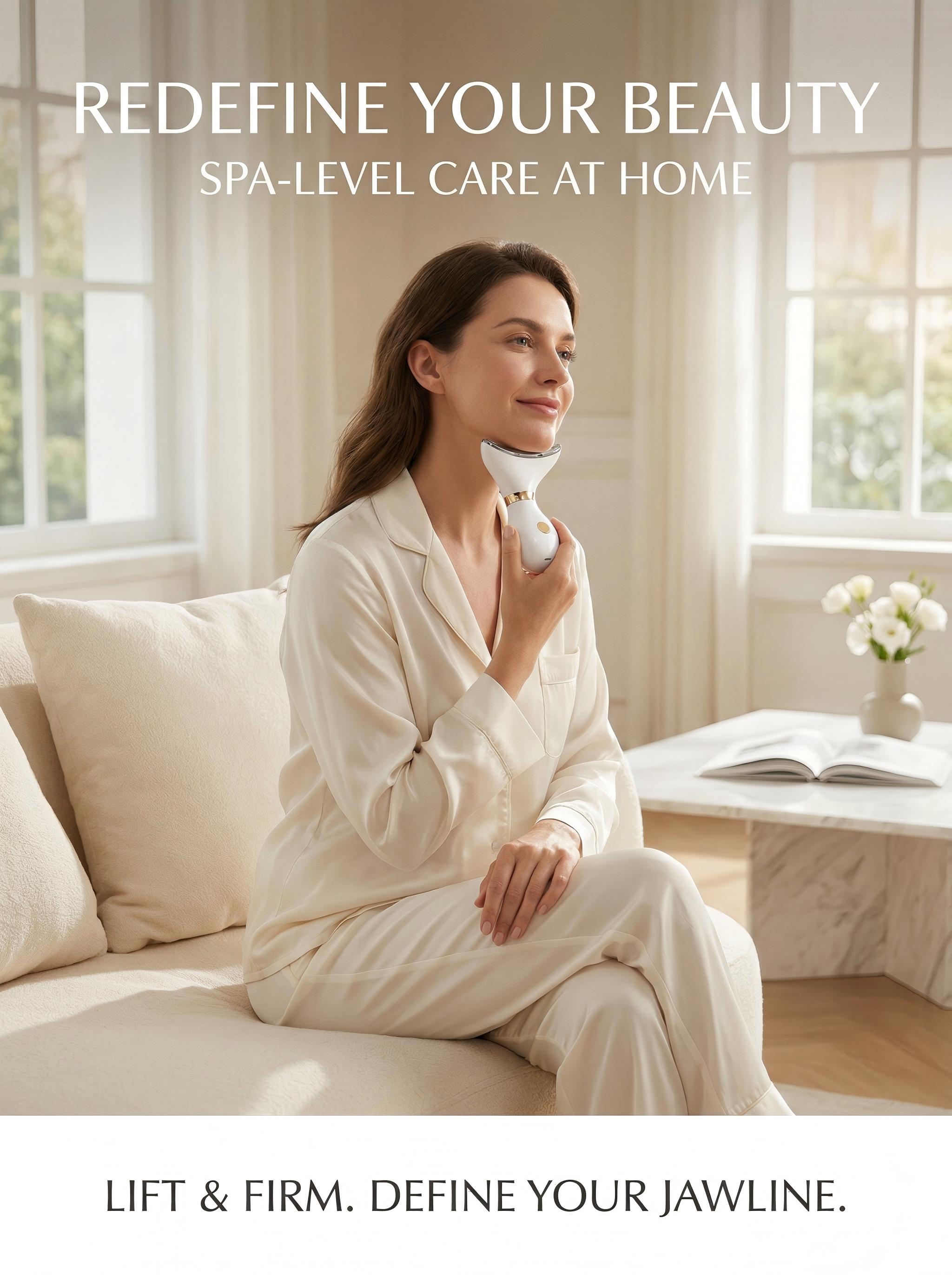 Premium EMS Neck Lift & Jawline Sculpting Device, Heated Microcurrent Technology for Firm, Smooth & Youthful Skin, Anti-Aging Beauty Tool