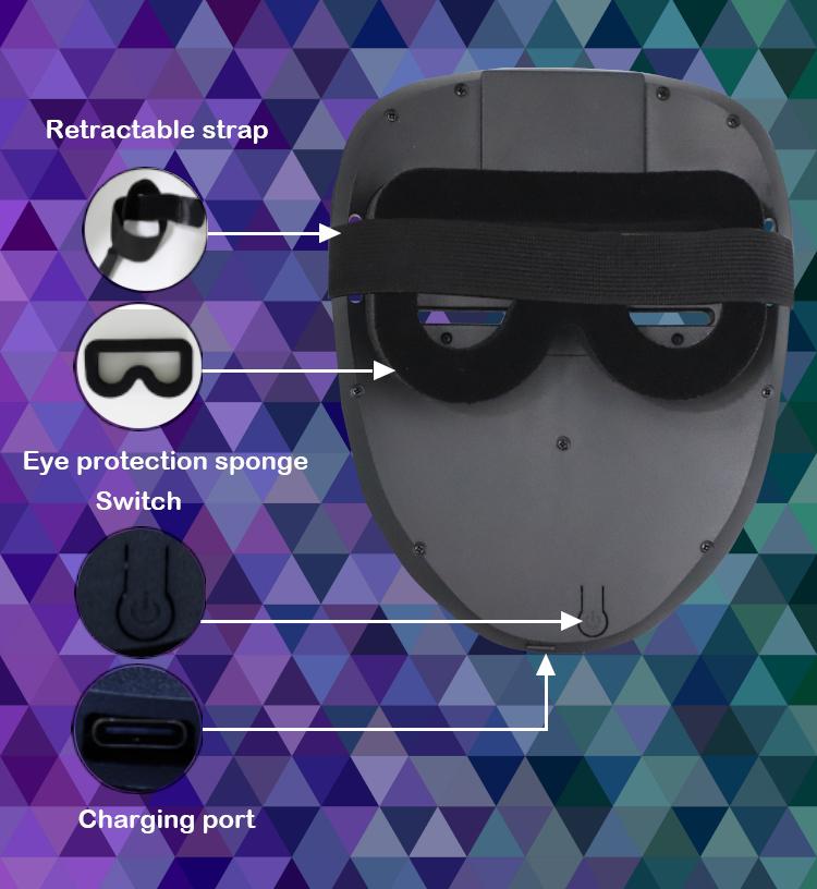 Halloween LED Mask with 50 Gesture Sensing Changeable Lighted Face, Unisex LED Transforming Masquerade for Costume Cosplay Party Plastic Rgb