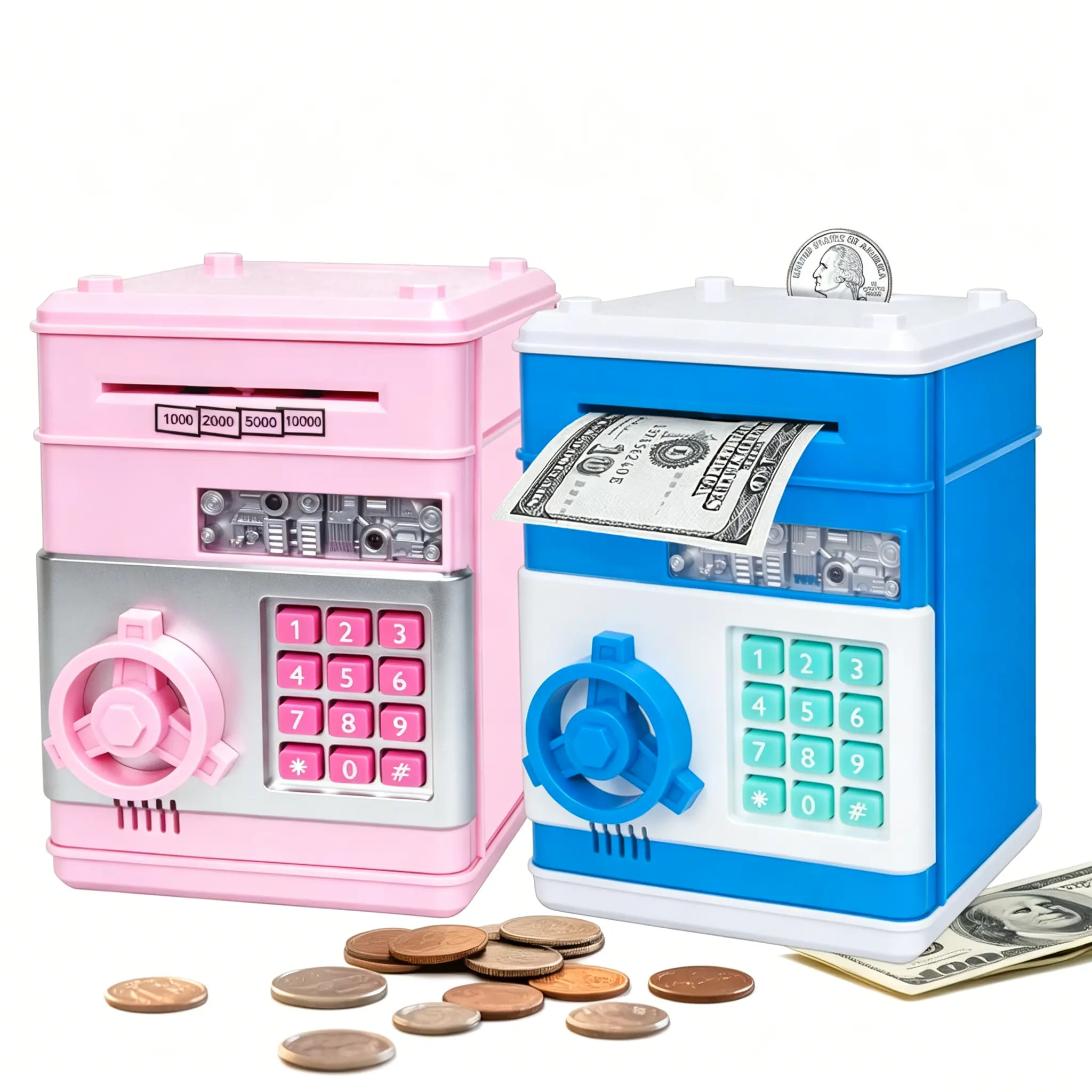 Kids Piggy Bank for Girls - Toys for kids Birthday Gifts - Electronic Piggy Bank ATM Machine Money Safe for Kids Toys Age 6-8-10 Box tiktokshopspringglowup Kids' Recognition Coin with
