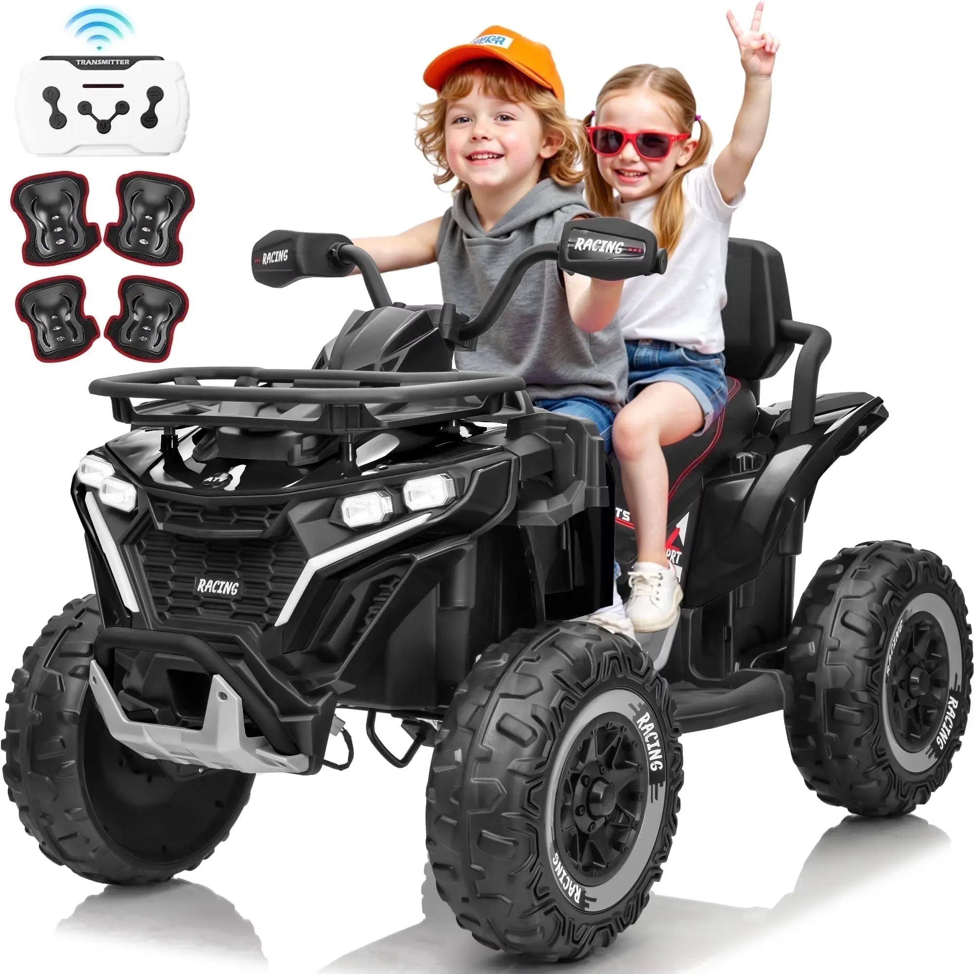 Joyracer 24V Ride on ATV for Kids - 800W 4WD Ride on Machine with EVA Tires, Leather Accents, Birthday Gift for 6-8 Years Old Boys and Girls