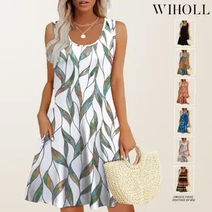 WIHOLL Womens Summer Dresses Loose U Neck Sleeveless Sundresses Dress with Pockets WIHOLL Womens Summer Dresses Loose U Neck Sleeveless Sundresses Dress with Pockets